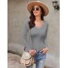 Ekouaer Long Sleeve Shirts for Women V Neck Basics Tops Lightweight Base Layer Slim Fit Top Thermal Undershirts(Light Grey)