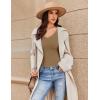 Ekouaer Long Sleeve Shirts for Women V Neck Basics Tops Lightweight Base Layer Slim Fit Top Thermal Undershirts(Light Khaki)