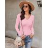 Ekouaer Long Sleeve Shirts for Women V Neck Basics Tops Lightweight Base Layer Slim Fit Top Thermal Undershirts(Pink)