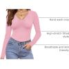 Ekouaer Long Sleeve Shirts for Women V Neck Basics Tops Lightweight Base Layer Slim Fit Top Thermal Undershirts(Pink)