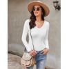 Ekouaer Long Sleeve Shirts for Women V Neck Basics Tops Lightweight Base Layer Slim Fit Top Thermal Undershirts(White)