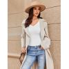 Ekouaer Long Sleeve Shirts for Women V Neck Basics Tops Lightweight Base Layer Slim Fit Top Thermal Undershirts(White)