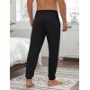 Ekouaer Men’s Pajama Pants Ultra Lightweight Pjs Bottoms Soft Sleep Jogger Pants with Pocket Drawstring(Black)
