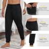 Ekouaer Men’s Pajama Pants Ultra Lightweight Pjs Bottoms Soft Sleep Jogger Pants with Pocket Drawstring(Black)