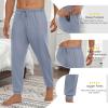 Ekouaer Men’s Pajama Pants Ultra Lightweight Pjs Bottoms Soft Sleep Jogger Pants with Pocket Drawstring(Denim)