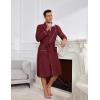 Ekouaer Mens Robes Lightweight Waffle Knit Kimono Bathrobe Long Sleeve Sleepwear Soft Knee Length Robe with Pockets