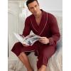 Ekouaer Mens Robes Lightweight Waffle Knit Kimono Bathrobe Long Sleeve Sleepwear Soft Knee Length Robe with Pockets