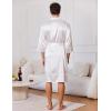 Ekouaer Mens Satin Robe Lightweight Silky Kimono Bathrobe 3/4 Sleeve Spa Knee Length Loungewear with Pockets S-3XL(White)