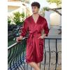 Ekouaer Mens Satin Robe Lightweight Silky Kimono Bathrobe 3/4 Sleeve Spa Knee Length Loungewear with Pockets S-3XL(Wine Red)