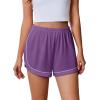 Ekouaer Pajama Shorts Women Soft Sleep Shorts Casual Lounge Shorts Cute High Waist Pajama Bottom Comfy Split Side Pj Bottom(Purple)