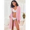 Ekouaer Robe for Women Ribbed Knit Bathrobe Soft Knee Length Kimono Robes Ladies Sleepwear with Pockets S-XXL(Pink)
