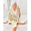 Ekouaer Robes for Women Knee Length Bathrobe Lightweight Kimono Robe 3/4 Sleeve Knit Sleepwear with Pockets(Yellow Pink Grid)