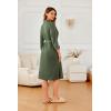 Ekouaer Robes for Women Long Waffle Knit Bathrobe Lightweight Kimono Robe Soft Shawl Collar Spa Robes with Pockets S-XXL(Army Green/Small Waffle)