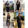 Ekouaer Robes for Women Long Waffle Knit Bathrobe Lightweight Kimono Robe Soft Shawl Collar Spa Robes with Pockets S-XXL(Black/Small Waffle)