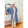 Ekouaer Robes for Women Long Waffle Knit Bathrobe Lightweight Kimono Robe Soft Shawl Collar Spa Robes with Pockets S-XXL(Blue/Small Waffle)