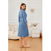 Ekouaer Robes for Women Long Waffle Knit Bathrobe Lightweight Kimono Robe Soft Shawl Collar Spa Robes with Pockets S-XXL(Blue/Small Waffle)