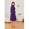 Ekouaer Robes for Women Long Waffle Knit Bathrobe Lightweight Kimono Robe Soft Shawl Collar Spa Robes with Pockets S-XXL(Bright Purple/Small Waffle)