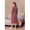 Ekouaer Robes for Women Long Waffle Knit Bathrobe Lightweight Kimono Robe Soft Shawl Collar Spa Robes with Pockets S-XXL(Gray Purple/Big Waffle)