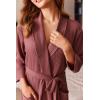 Ekouaer Robes for Women Long Waffle Knit Bathrobe Lightweight Kimono Robe Soft Shawl Collar Spa Robes with Pockets S-XXL(Gray Purple/Big Waffle)