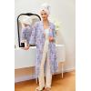 Ekouaer Robes for Women Long Waffle Knit Bathrobe Lightweight Kimono Robe Soft Shawl Collar Spa Robes with Pockets S-XXL(Hibiscus Flower/Small Waffle)