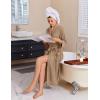 Ekouaer Robes for Women Long Waffle Knit Bathrobe Lightweight Kimono Robe Soft Shawl Collar Spa Robes with Pockets S-XXL(Khaki/Big Waffle)
