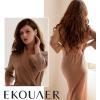 Ekouaer Robes for Women Long Waffle Knit Bathrobe Lightweight Kimono Robe Soft Shawl Collar Spa Robes with Pockets S-XXL(Khaki/Big Waffle)