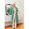 Ekouaer Robes for Women Long Waffle Knit Bathrobe Lightweight Kimono Robe Soft Shawl Collar Spa Robes with Pockets S-XXL(Light Green/Small Waffle)