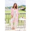 Ekouaer Robes for Women Long Waffle Knit Bathrobe Lightweight Kimono Robe Soft Shawl Collar Spa Robes with Pockets S-XXL(Light Pink Floral/Small Waffle)