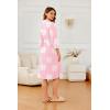 Ekouaer Robes for Women Long Waffle Knit Bathrobe Lightweight Kimono Robe Soft Shawl Collar Spa Robes with Pockets S-XXL(Light Pink Floral/Small Waffle)