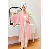 Ekouaer Robes for Women Long Waffle Knit Bathrobe Lightweight Kimono Robe Soft Shawl Collar Spa Robes with Pockets S-XXL(Light Pink/Small Waffle)
