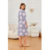 Ekouaer Robes for Women Long Waffle Knit Bathrobe Lightweight Kimono Robe Soft Shawl Collar Spa Robes with Pockets S-XXL(Light Purple Floral/Small Waffle)