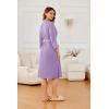 Ekouaer Robes for Women Long Waffle Knit Bathrobe Lightweight Kimono Robe Soft Shawl Collar Spa Robes with Pockets S-XXL(Light Purple/Small Waffle)
