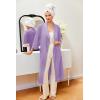 Ekouaer Robes for Women Long Waffle Knit Bathrobe Lightweight Kimono Robe Soft Shawl Collar Spa Robes with Pockets S-XXL(Light Purple/Small Waffle)
