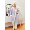 Ekouaer Robes for Women Long Waffle Knit Bathrobe Lightweight Kimono Robe Soft Shawl Collar Spa Robes with Pockets S-XXL(Pink Tie Dye/Small Waffle)
