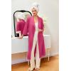 Ekouaer Robes for Women Long Waffle Knit Bathrobe Lightweight Kimono Robe Soft Shawl Collar Spa Robes with Pockets S-XXL(Rose Red/Small Waffle)