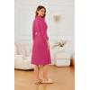 Ekouaer Robes for Women Long Waffle Knit Bathrobe Lightweight Kimono Robe Soft Shawl Collar Spa Robes with Pockets S-XXL(Rose Red/Small Waffle)