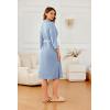Ekouaer Robes for Women Long Waffle Knit Bathrobe Lightweight Kimono Robe Soft Shawl Collar Spa Robes with Pockets S-XXL(Sky Blue/Small Waffle)