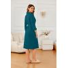 Ekouaer Robes for Women Long Waffle Knit Bathrobe Lightweight Kimono Robe Soft Shawl Collar Spa Robes with Pockets S-XXL(Turquoise/Small Waffle)