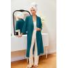 Ekouaer Robes for Women Long Waffle Knit Bathrobe Lightweight Kimono Robe Soft Shawl Collar Spa Robes with Pockets S-XXL(Turquoise/Small Waffle)