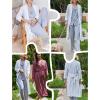 Ekouaer Robes for Women Long Waffle Knit Bathrobe Lightweight Kimono Robe Soft Shawl Collar Spa Robes with Pockets S-XXL(White/Small Waffle)