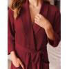Ekouaer Robes for Women Long Waffle Knit Bathrobe Lightweight Kimono Robe Soft Shawl Collar Spa Robes with Pockets S-XXL(Wine Red/Big Waffle)