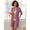 Ekouaer Robes for Women Ribbed Knit Bathrobe Soft Knee Length Kimono Robe 3/4 Sleeve Sleepwear with Pockets S-XXL(Gray Purple)