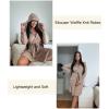 Ekouaer Robes for Women Waffle Knit Hooded Bathrobe Lightweight Robe Soft Knee Length Sleepwear with Pockets(Khaki)