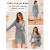Ekouaer Robes for Women Waffle Knit Hooded Bathrobe Lightweight Robe Soft Knee Length Sleepwear with Pockets(Light Gray)