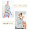 Ekouaer Robes for Women Waffle Knit Hooded Bathrobe Lightweight Robe Soft Knee Length Sleepwear with Pockets(Light Gray)