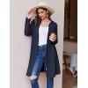 Ekouaer Robes for Women Waffle Knit Hooded Bathrobe Lightweight Robe Soft Knee Length Sleepwear with Pockets(Navy Blue)