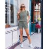 Ekouaer Rompers for Women Ribbed Knit Short Jumpsuit 2026 Summer Casual Vacation Outfits(Army Green)