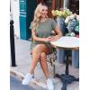 Ekouaer Rompers for Women Ribbed Knit Short Jumpsuit 2026 Summer Casual Vacation Outfits(Army Green)
