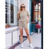 Ekouaer Rompers for Women Ribbed Knit Short Jumpsuit 2026 Summer Casual Vacation Outfits(Beige)