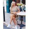 Ekouaer Rompers for Women Ribbed Knit Short Jumpsuit 2026 Summer Casual Vacation Outfits(Beige)